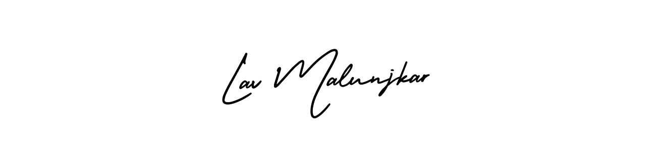 AmerikaSignatureDemo-Regular is a professional signature style that is perfect for those who want to add a touch of class to their signature. It is also a great choice for those who want to make their signature more unique. Get Lav Malunjkar name to fancy signature for free. Lav Malunjkar signature style 3 images and pictures png