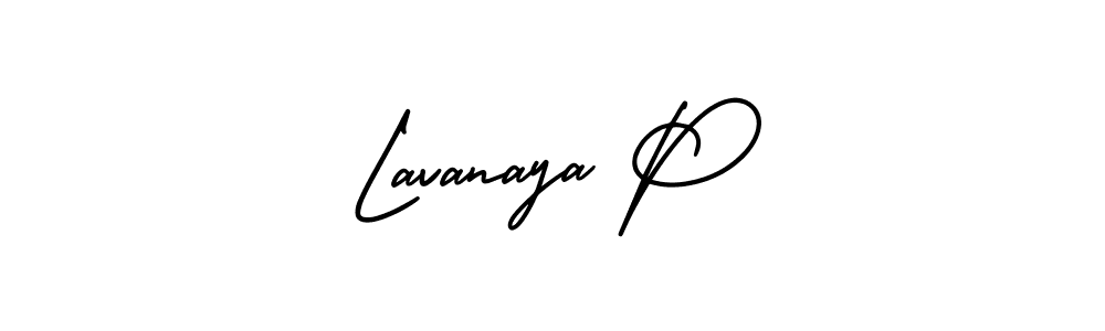 Lavanaya P stylish signature style. Best Handwritten Sign (AmerikaSignatureDemo-Regular) for my name. Handwritten Signature Collection Ideas for my name Lavanaya P. Lavanaya P signature style 3 images and pictures png