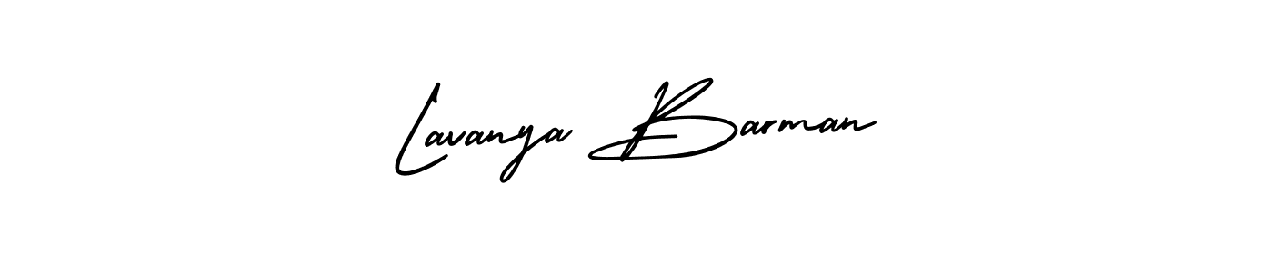 The best way (AmerikaSignatureDemo-Regular) to make a short signature is to pick only two or three words in your name. The name Lavanya Barman include a total of six letters. For converting this name. Lavanya Barman signature style 3 images and pictures png