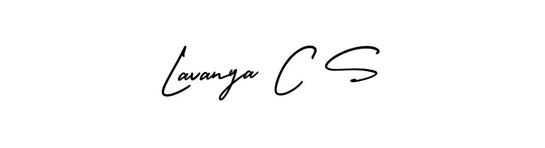The best way (AmerikaSignatureDemo-Regular) to make a short signature is to pick only two or three words in your name. The name Lavanya C S include a total of six letters. For converting this name. Lavanya C S signature style 3 images and pictures png