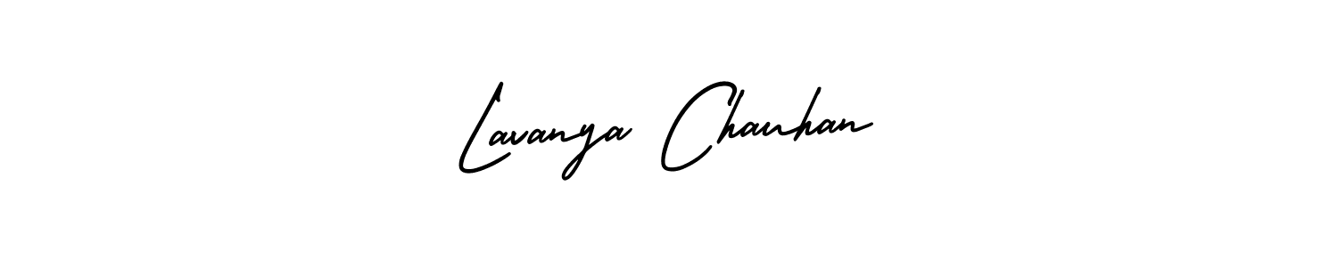 You should practise on your own different ways (AmerikaSignatureDemo-Regular) to write your name (Lavanya Chauhan) in signature. don't let someone else do it for you. Lavanya Chauhan signature style 3 images and pictures png