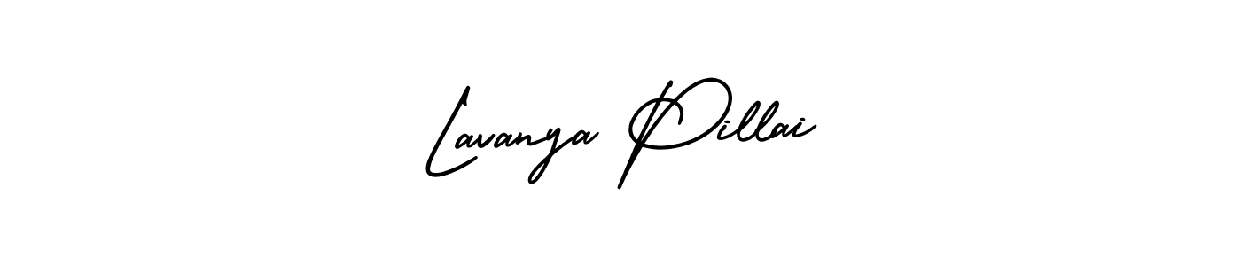 You should practise on your own different ways (AmerikaSignatureDemo-Regular) to write your name (Lavanya Pillai) in signature. don't let someone else do it for you. Lavanya Pillai signature style 3 images and pictures png