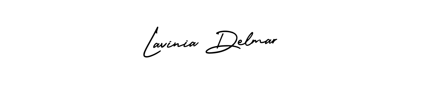 The best way (AmerikaSignatureDemo-Regular) to make a short signature is to pick only two or three words in your name. The name Lavinia Delmar include a total of six letters. For converting this name. Lavinia Delmar signature style 3 images and pictures png