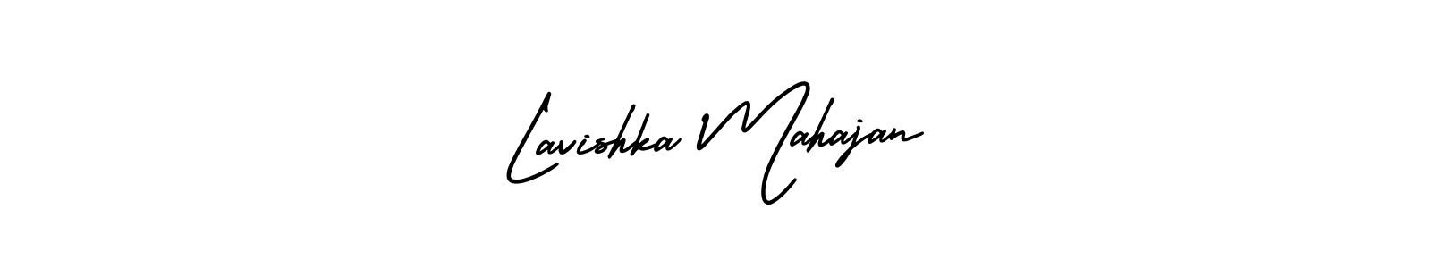 The best way (AmerikaSignatureDemo-Regular) to make a short signature is to pick only two or three words in your name. The name Lavishka Mahajan include a total of six letters. For converting this name. Lavishka Mahajan signature style 3 images and pictures png