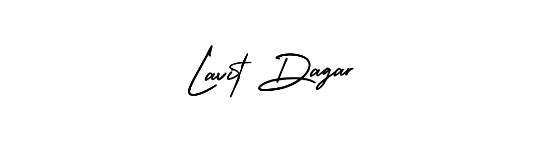 You should practise on your own different ways (AmerikaSignatureDemo-Regular) to write your name (Lavit Dagar) in signature. don't let someone else do it for you. Lavit Dagar signature style 3 images and pictures png