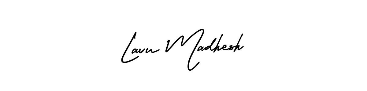 How to make Lavu Madhesh name signature. Use AmerikaSignatureDemo-Regular style for creating short signs online. This is the latest handwritten sign. Lavu Madhesh signature style 3 images and pictures png