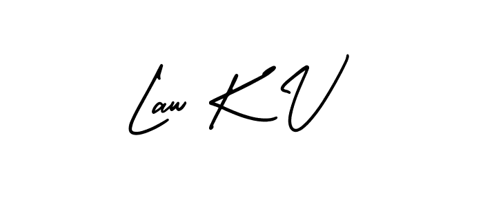You should practise on your own different ways (AmerikaSignatureDemo-Regular) to write your name (Law K V) in signature. don't let someone else do it for you. Law K V signature style 3 images and pictures png