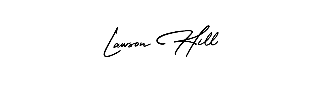 You should practise on your own different ways (AmerikaSignatureDemo-Regular) to write your name (Lawson Hill) in signature. don't let someone else do it for you. Lawson Hill signature style 3 images and pictures png