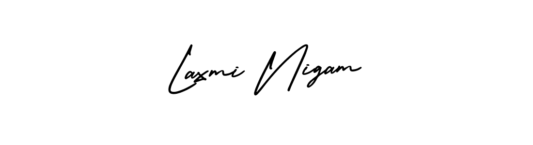 The best way (AmerikaSignatureDemo-Regular) to make a short signature is to pick only two or three words in your name. The name Laxmi Nigam include a total of six letters. For converting this name. Laxmi Nigam signature style 3 images and pictures png
