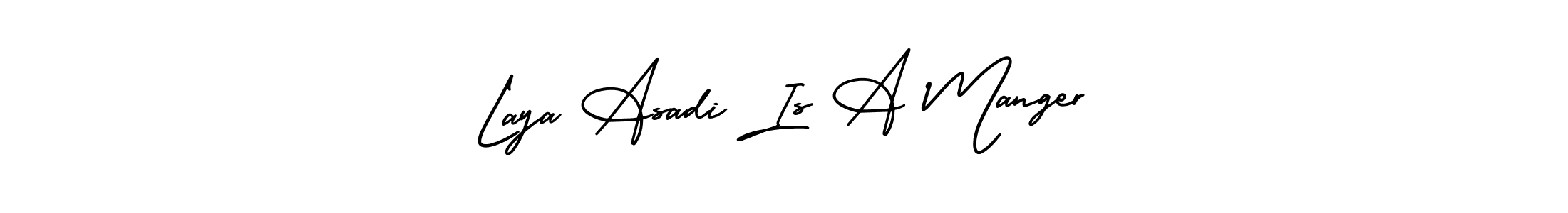 This is the best signature style for the Laya Asadi Is A Manger name. Also you like these signature font (AmerikaSignatureDemo-Regular). Mix name signature. Laya Asadi Is A Manger signature style 3 images and pictures png