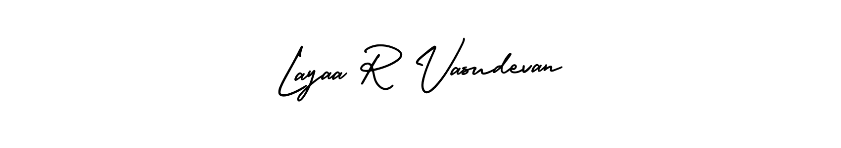 How to make Layaa R Vasudevan name signature. Use AmerikaSignatureDemo-Regular style for creating short signs online. This is the latest handwritten sign. Layaa R Vasudevan signature style 3 images and pictures png