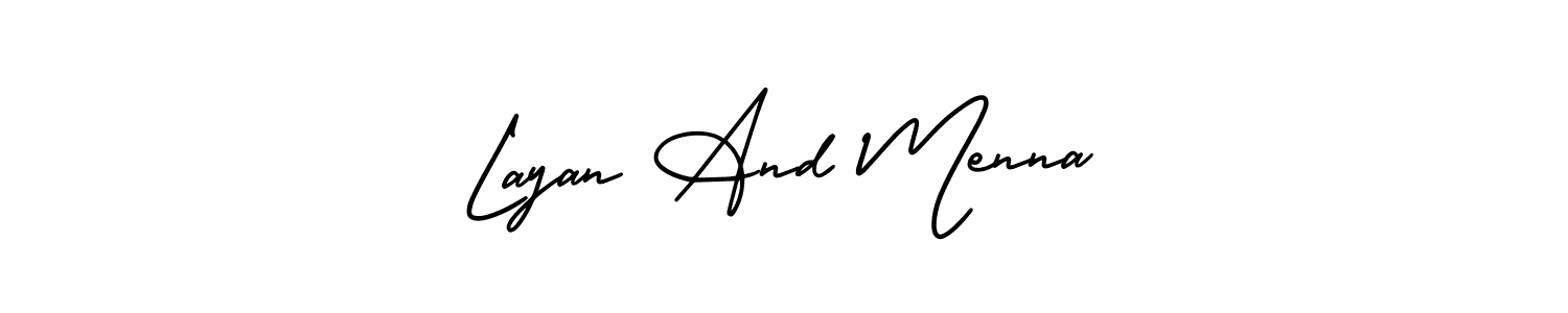 Also You can easily find your signature by using the search form. We will create Layan And Menna name handwritten signature images for you free of cost using AmerikaSignatureDemo-Regular sign style. Layan And Menna signature style 3 images and pictures png