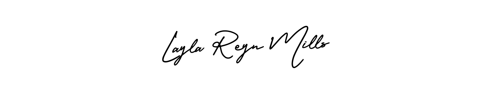 Layla Reyn Mills stylish signature style. Best Handwritten Sign (AmerikaSignatureDemo-Regular) for my name. Handwritten Signature Collection Ideas for my name Layla Reyn Mills. Layla Reyn Mills signature style 3 images and pictures png