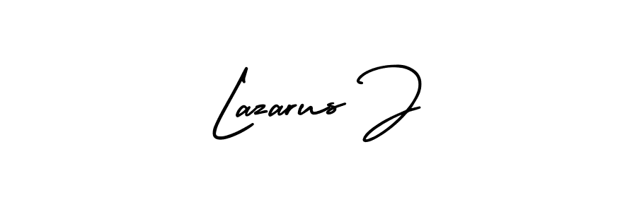 The best way (AmerikaSignatureDemo-Regular) to make a short signature is to pick only two or three words in your name. The name Lazarus J include a total of six letters. For converting this name. Lazarus J signature style 3 images and pictures png