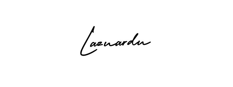 The best way (AmerikaSignatureDemo-Regular) to make a short signature is to pick only two or three words in your name. The name Lazuardu include a total of six letters. For converting this name. Lazuardu signature style 3 images and pictures png