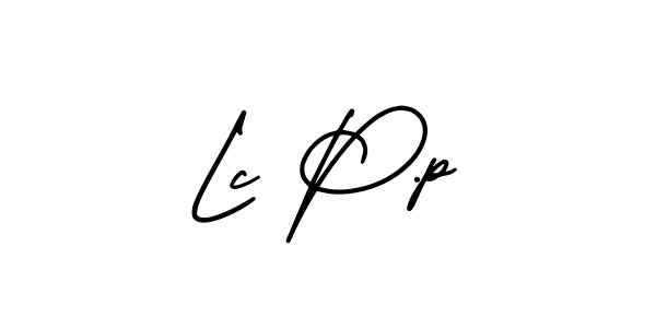 The best way (AmerikaSignatureDemo-Regular) to make a short signature is to pick only two or three words in your name. The name Lc P.p include a total of six letters. For converting this name. Lc P.p signature style 3 images and pictures png