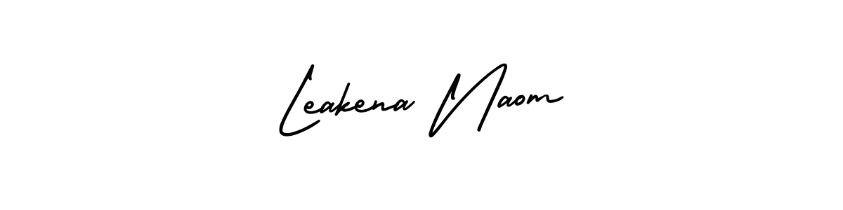 How to make Leakena Naom name signature. Use AmerikaSignatureDemo-Regular style for creating short signs online. This is the latest handwritten sign. Leakena Naom signature style 3 images and pictures png
