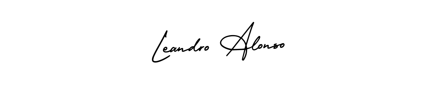You should practise on your own different ways (AmerikaSignatureDemo-Regular) to write your name (Leandro Alonso) in signature. don't let someone else do it for you. Leandro Alonso signature style 3 images and pictures png