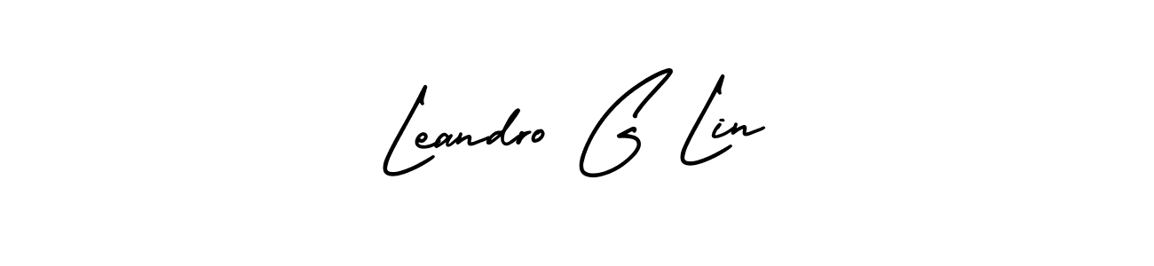 The best way (AmerikaSignatureDemo-Regular) to make a short signature is to pick only two or three words in your name. The name Leandro G Lin include a total of six letters. For converting this name. Leandro G Lin signature style 3 images and pictures png