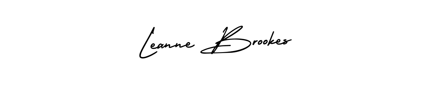 You should practise on your own different ways (AmerikaSignatureDemo-Regular) to write your name (Leanne Brookes) in signature. don't let someone else do it for you. Leanne Brookes signature style 3 images and pictures png