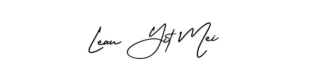 The best way (AmerikaSignatureDemo-Regular) to make a short signature is to pick only two or three words in your name. The name Leau Yit Mei include a total of six letters. For converting this name. Leau Yit Mei signature style 3 images and pictures png