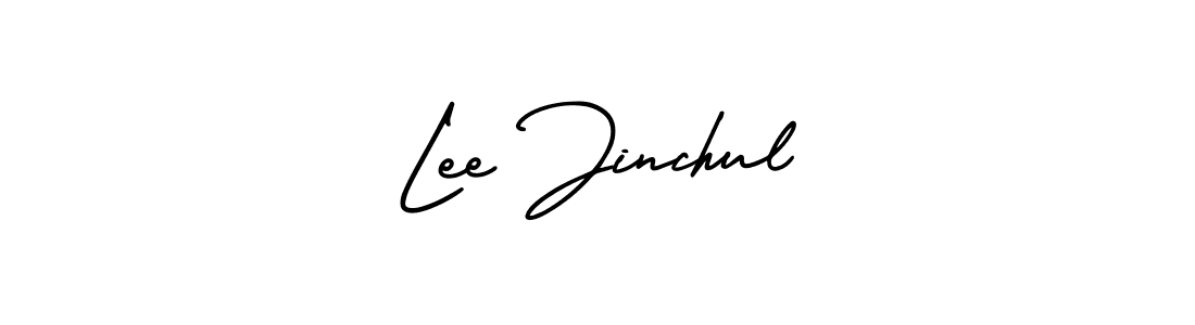 The best way (AmerikaSignatureDemo-Regular) to make a short signature is to pick only two or three words in your name. The name Lee Jinchul include a total of six letters. For converting this name. Lee Jinchul signature style 3 images and pictures png