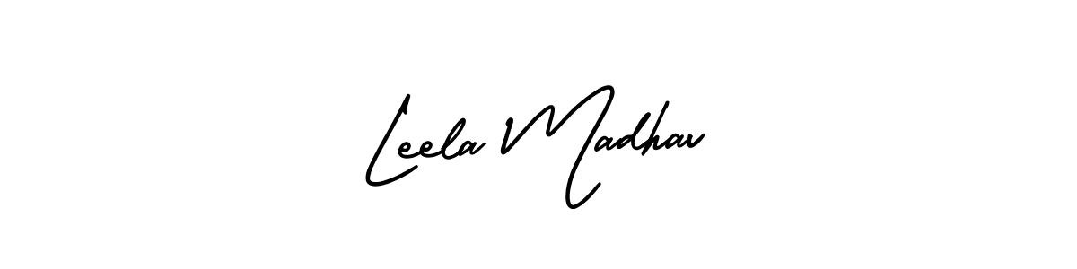 You should practise on your own different ways (AmerikaSignatureDemo-Regular) to write your name (Leela Madhav) in signature. don't let someone else do it for you. Leela Madhav signature style 3 images and pictures png
