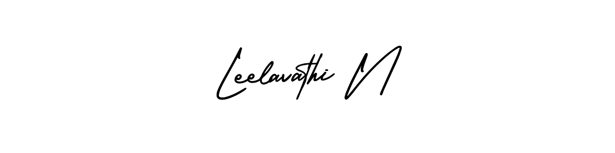 You should practise on your own different ways (AmerikaSignatureDemo-Regular) to write your name (Leelavathi N) in signature. don't let someone else do it for you. Leelavathi N signature style 3 images and pictures png
