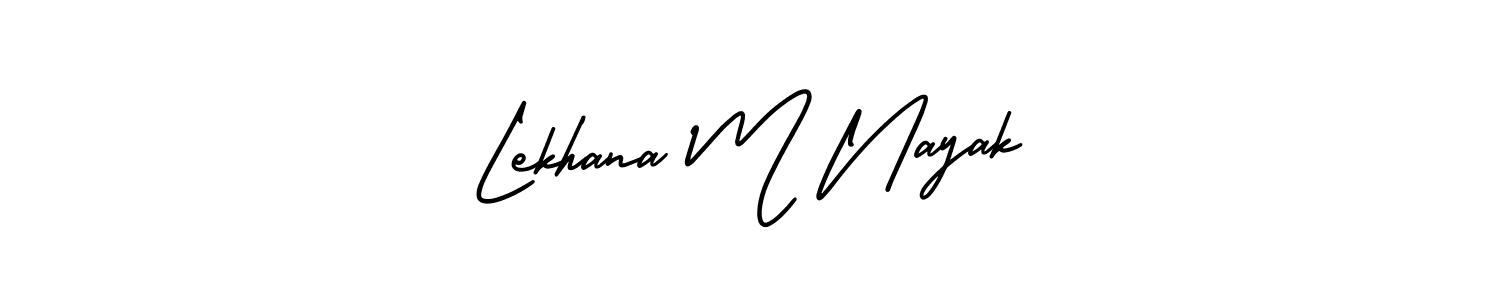 The best way (AmerikaSignatureDemo-Regular) to make a short signature is to pick only two or three words in your name. The name Lekhana M Nayak include a total of six letters. For converting this name. Lekhana M Nayak signature style 3 images and pictures png