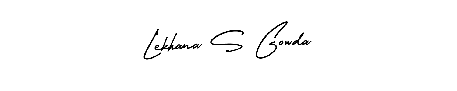 You should practise on your own different ways (AmerikaSignatureDemo-Regular) to write your name (Lekhana S Gowda) in signature. don't let someone else do it for you. Lekhana S Gowda signature style 3 images and pictures png