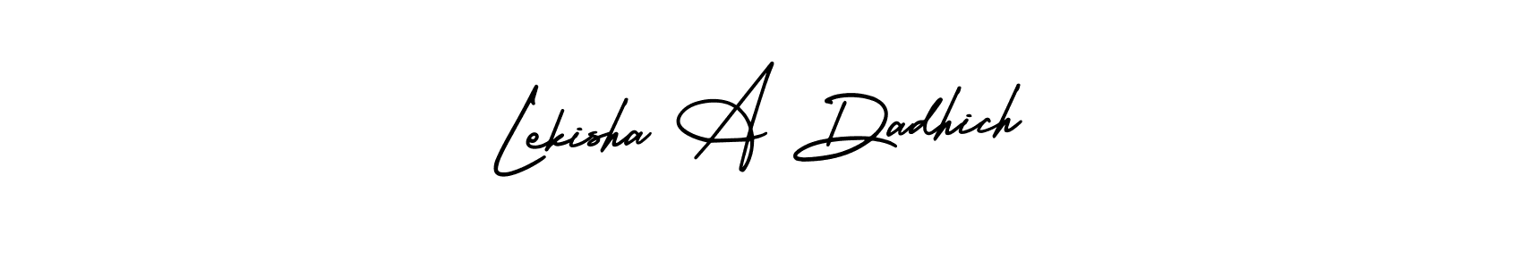 AmerikaSignatureDemo-Regular is a professional signature style that is perfect for those who want to add a touch of class to their signature. It is also a great choice for those who want to make their signature more unique. Get Lekisha A Dadhich name to fancy signature for free. Lekisha A Dadhich signature style 3 images and pictures png