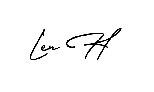 Create a beautiful signature design for name Len H. With this signature (AmerikaSignatureDemo-Regular) fonts, you can make a handwritten signature for free. Len H signature style 3 images and pictures png