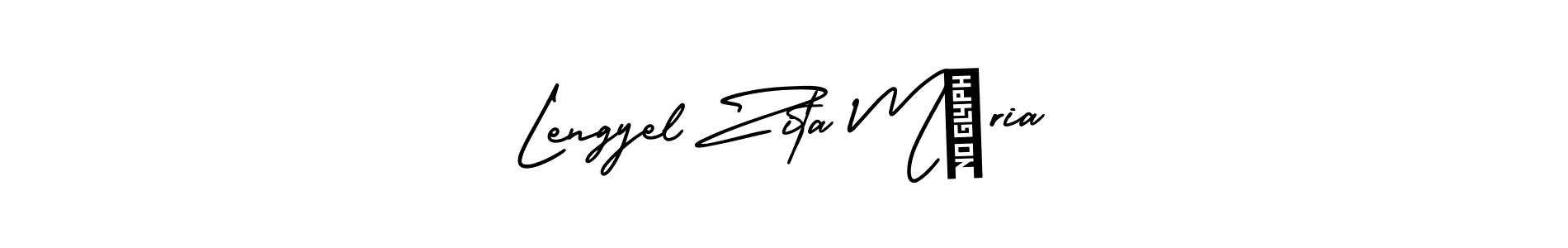 You should practise on your own different ways (AmerikaSignatureDemo-Regular) to write your name (Lengyel Zita Mária) in signature. don't let someone else do it for you. Lengyel Zita Mária signature style 3 images and pictures png