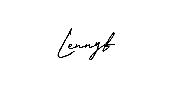 You should practise on your own different ways (AmerikaSignatureDemo-Regular) to write your name (Lennyf) in signature. don't let someone else do it for you. Lennyf signature style 3 images and pictures png