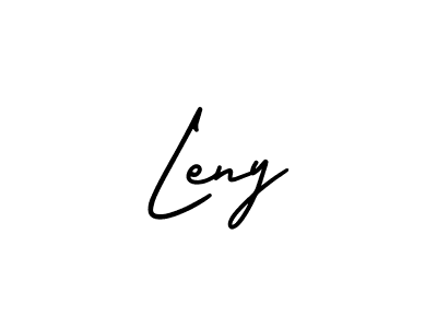 You should practise on your own different ways (AmerikaSignatureDemo-Regular) to write your name (Leny) in signature. don't let someone else do it for you. Leny signature style 3 images and pictures png