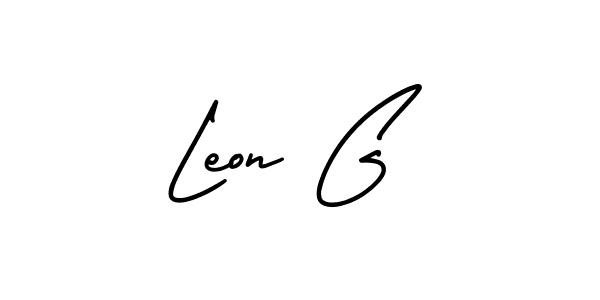 How to make Leon G name signature. Use AmerikaSignatureDemo-Regular style for creating short signs online. This is the latest handwritten sign. Leon G signature style 3 images and pictures png