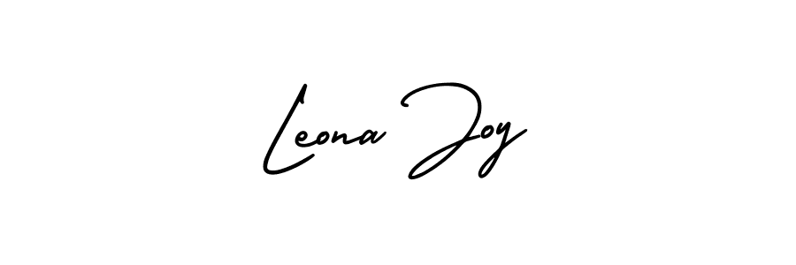 You should practise on your own different ways (AmerikaSignatureDemo-Regular) to write your name (Leona Joy) in signature. don't let someone else do it for you. Leona Joy signature style 3 images and pictures png