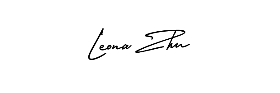 Leona Zhu stylish signature style. Best Handwritten Sign (AmerikaSignatureDemo-Regular) for my name. Handwritten Signature Collection Ideas for my name Leona Zhu. Leona Zhu signature style 3 images and pictures png