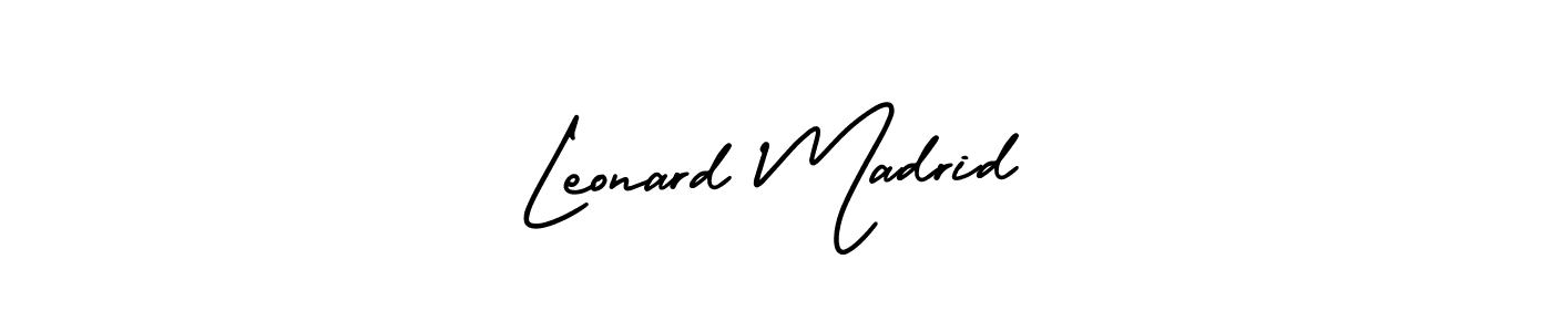 The best way (AmerikaSignatureDemo-Regular) to make a short signature is to pick only two or three words in your name. The name Leonard Madrid include a total of six letters. For converting this name. Leonard Madrid signature style 3 images and pictures png