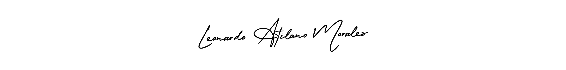 Leonardo Atilano Morales stylish signature style. Best Handwritten Sign (AmerikaSignatureDemo-Regular) for my name. Handwritten Signature Collection Ideas for my name Leonardo Atilano Morales. Leonardo Atilano Morales signature style 3 images and pictures png