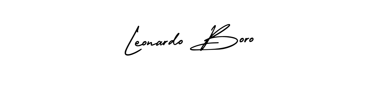 The best way (AmerikaSignatureDemo-Regular) to make a short signature is to pick only two or three words in your name. The name Leonardo Boro include a total of six letters. For converting this name. Leonardo Boro signature style 3 images and pictures png