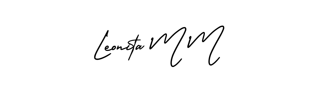 This is the best signature style for the Leonita M M name. Also you like these signature font (AmerikaSignatureDemo-Regular). Mix name signature. Leonita M M signature style 3 images and pictures png