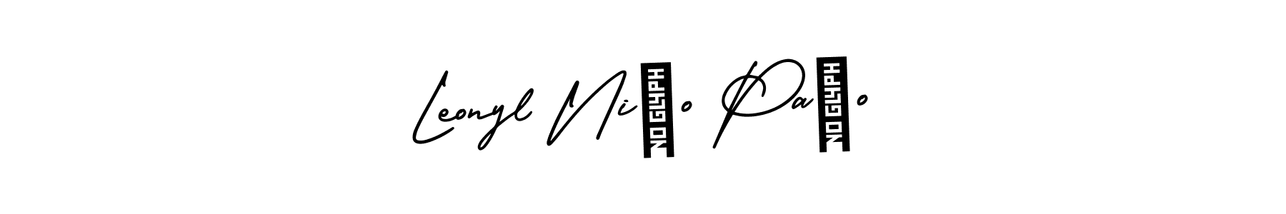 The best way (AmerikaSignatureDemo-Regular) to make a short signature is to pick only two or three words in your name. The name Leonyl Niño Paño include a total of six letters. For converting this name. Leonyl Niño Paño signature style 3 images and pictures png