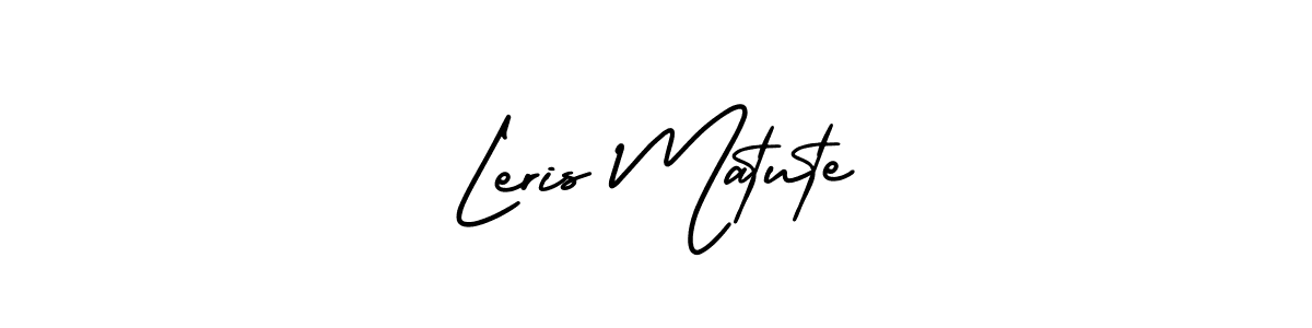 You should practise on your own different ways (AmerikaSignatureDemo-Regular) to write your name (Leris Matute) in signature. don't let someone else do it for you. Leris Matute signature style 3 images and pictures png