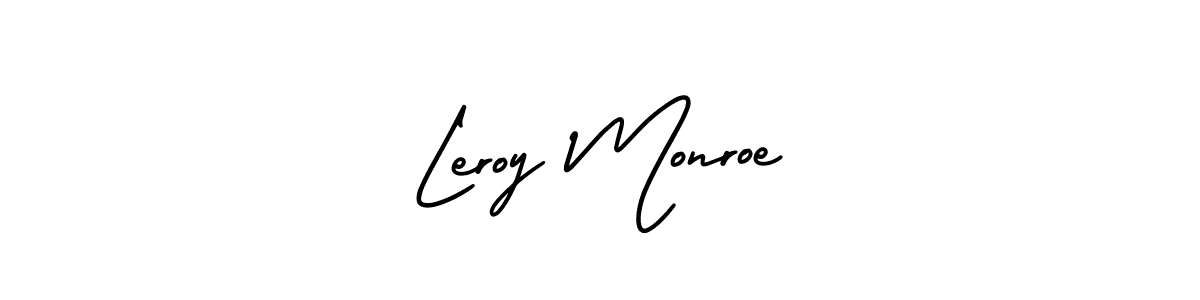 You should practise on your own different ways (AmerikaSignatureDemo-Regular) to write your name (Leroy Monroe) in signature. don't let someone else do it for you. Leroy Monroe signature style 3 images and pictures png