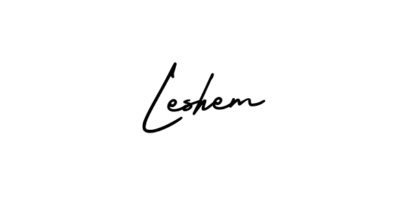 How to make Leshem name signature. Use AmerikaSignatureDemo-Regular style for creating short signs online. This is the latest handwritten sign. Leshem signature style 3 images and pictures png