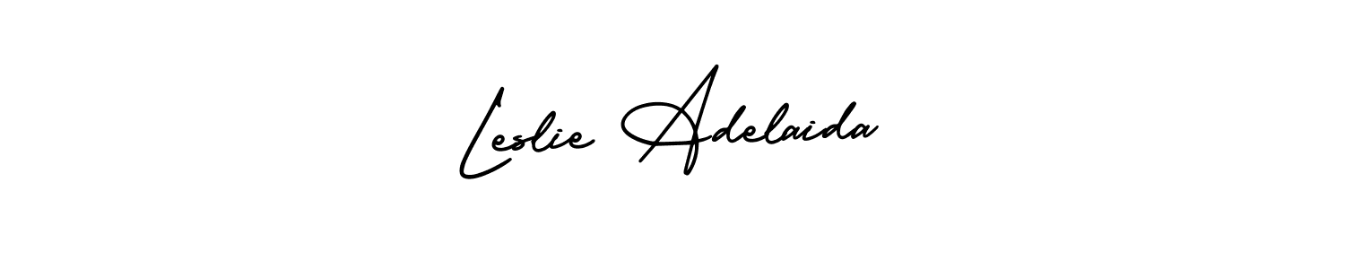 Leslie Adelaida stylish signature style. Best Handwritten Sign (AmerikaSignatureDemo-Regular) for my name. Handwritten Signature Collection Ideas for my name Leslie Adelaida. Leslie Adelaida signature style 3 images and pictures png
