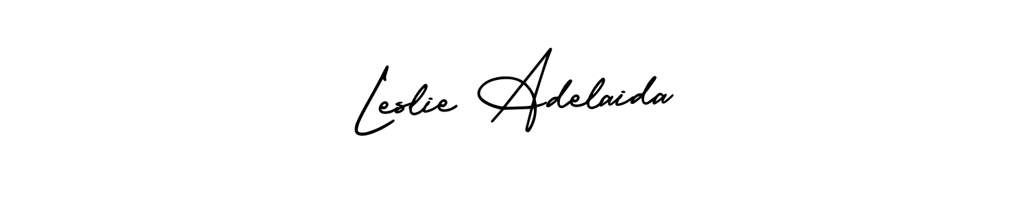 Leslie Adelaida stylish signature style. Best Handwritten Sign (AmerikaSignatureDemo-Regular) for my name. Handwritten Signature Collection Ideas for my name Leslie Adelaida. Leslie Adelaida signature style 3 images and pictures png