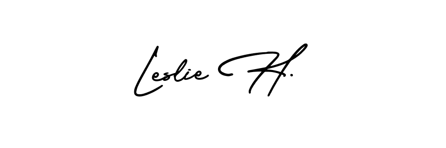 if you are searching for the best signature style for your name Leslie H.. so please give up your signature search. here we have designed multiple signature styles  using AmerikaSignatureDemo-Regular. Leslie H. signature style 3 images and pictures png