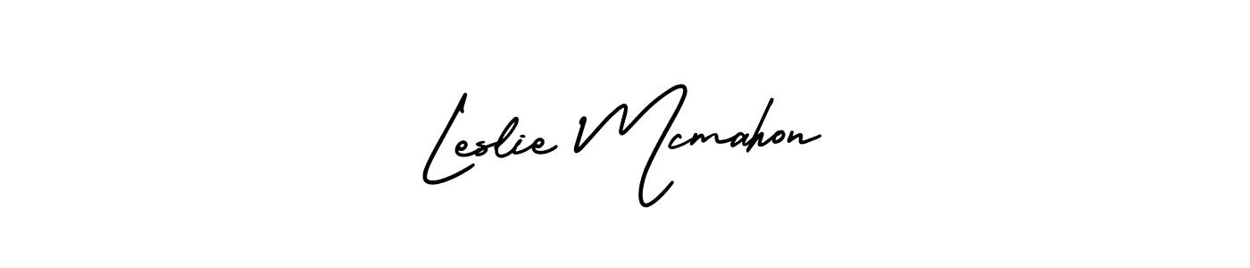 You should practise on your own different ways (AmerikaSignatureDemo-Regular) to write your name (Leslie Mcmahon) in signature. don't let someone else do it for you. Leslie Mcmahon signature style 3 images and pictures png